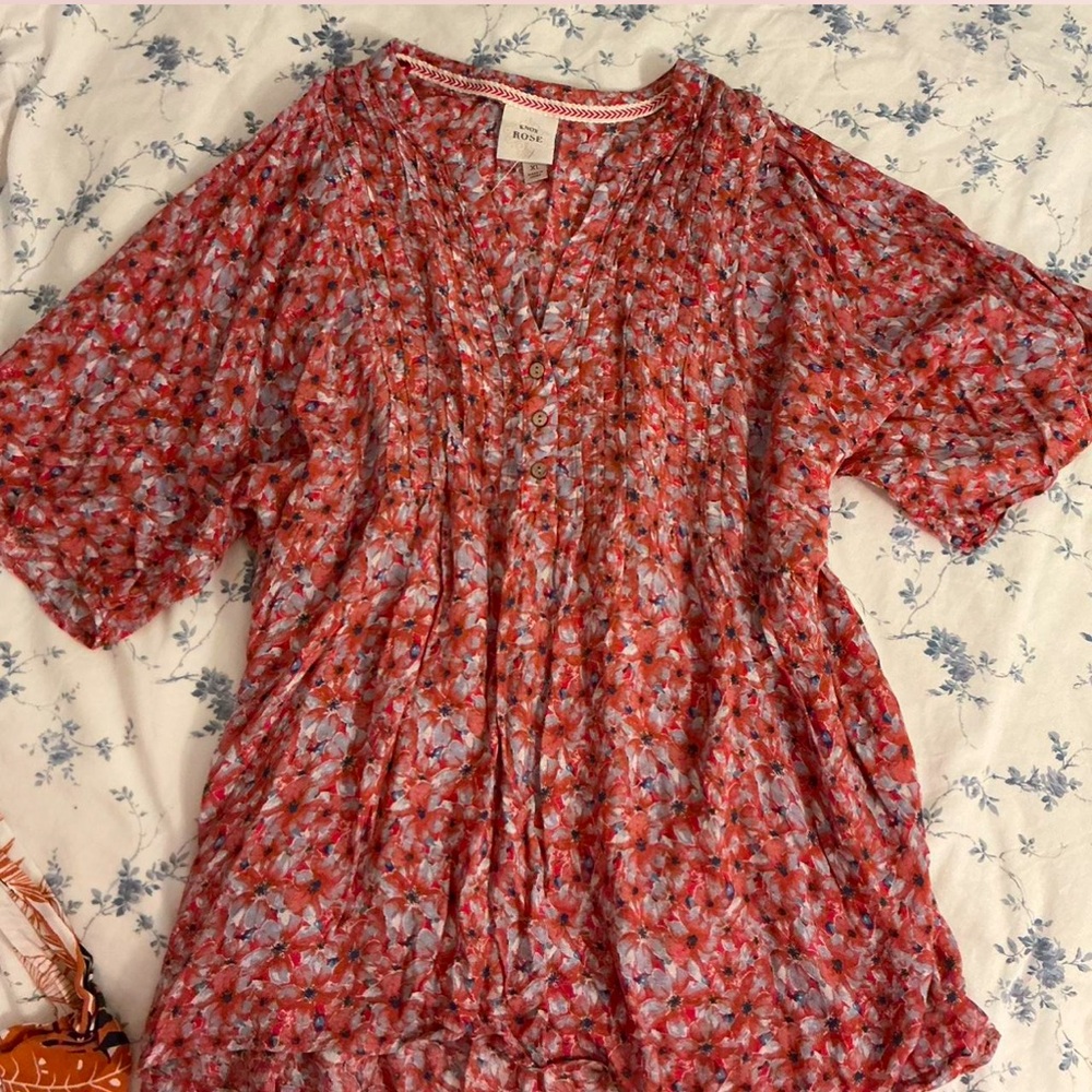 Knox Rose Red and White Floral Blouse